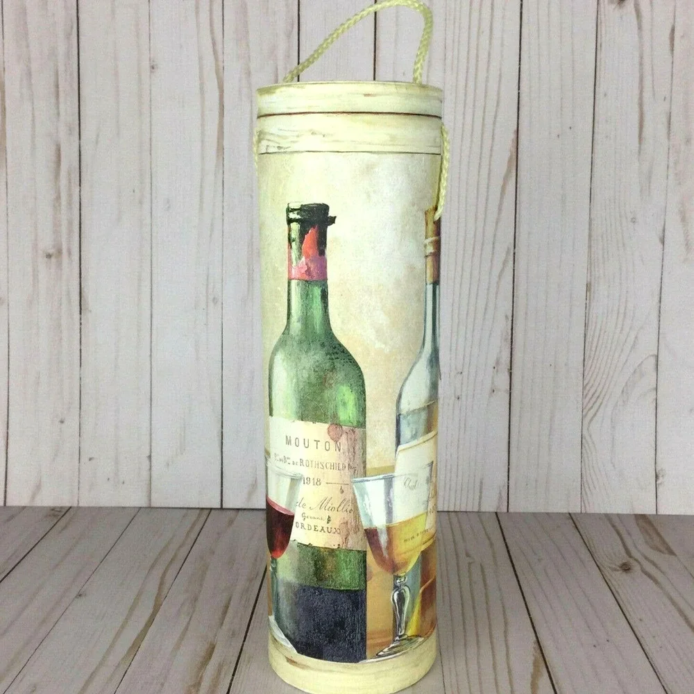 Tri Coastal 2002 Art in Motion Wine Carrier Tube Bottle Holder Gift Box w Handle